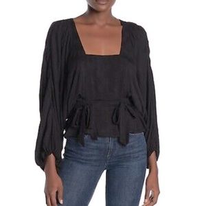 Parker Womens Large Puff Sleeve Square Neck Top